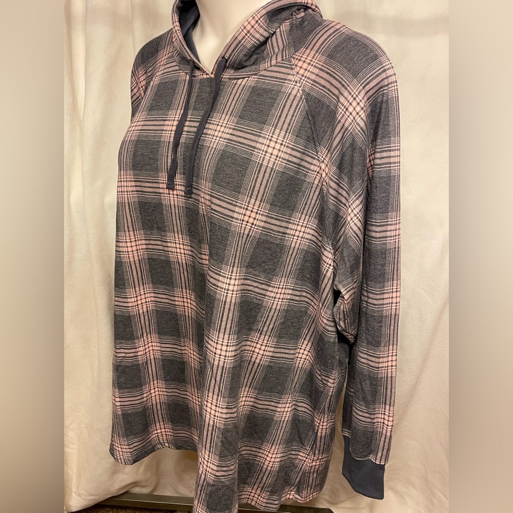 Torrid Pink and Gray Plaid Hoodie